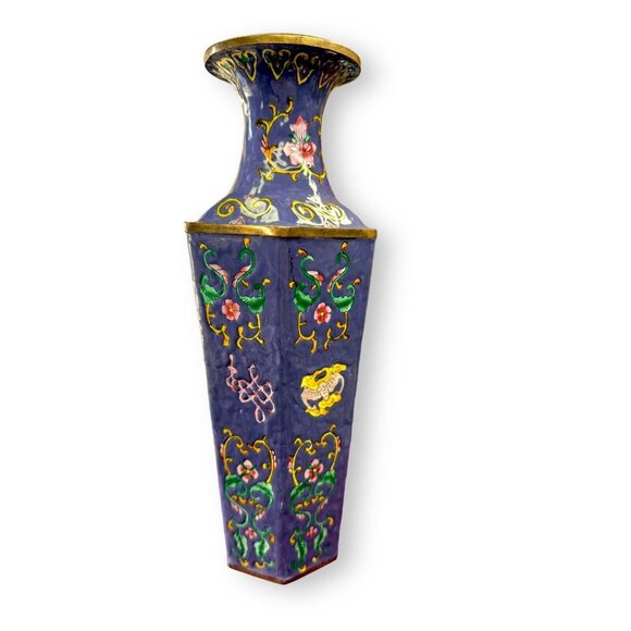 Chinese Handmade Enamel Coated Vase 10” Purple - Picture 3 of 13